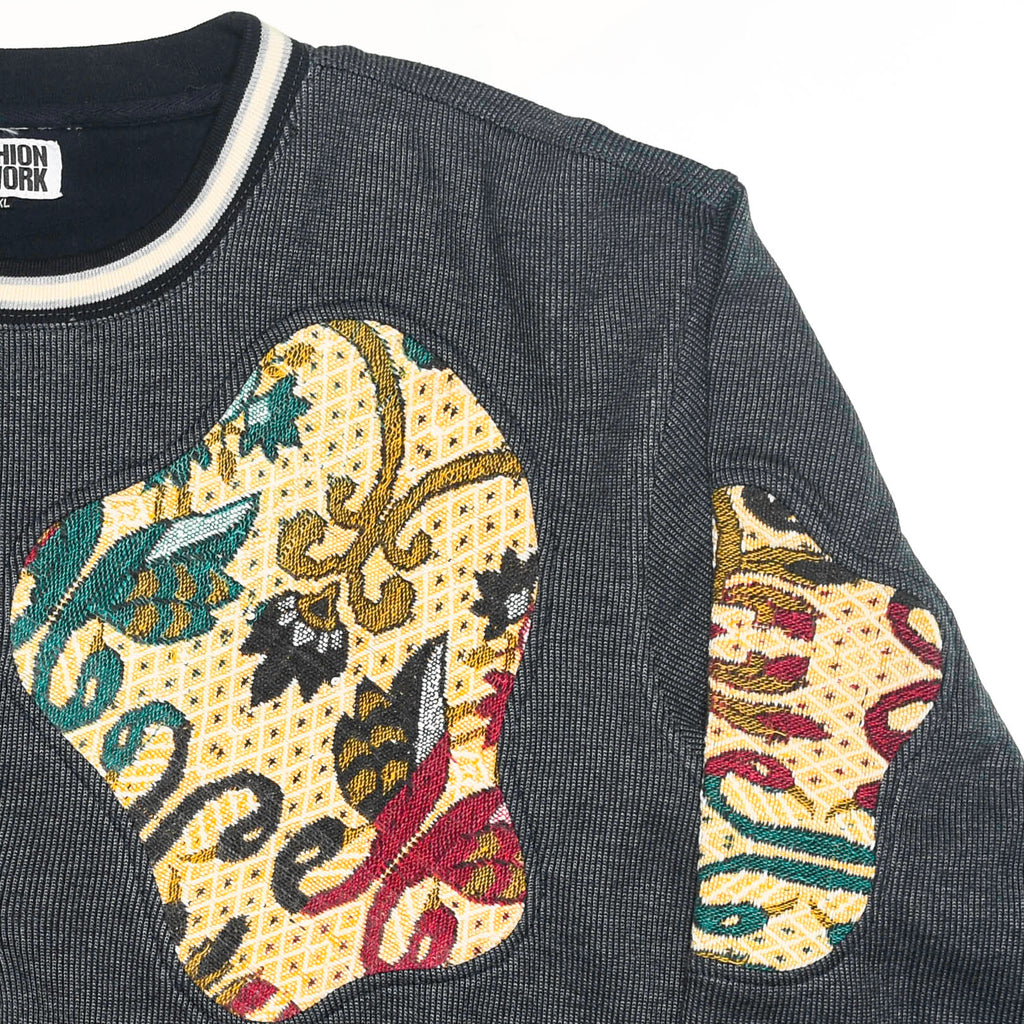 Ornate Paisley Appliqué Amoeba Tapestry Pullover
