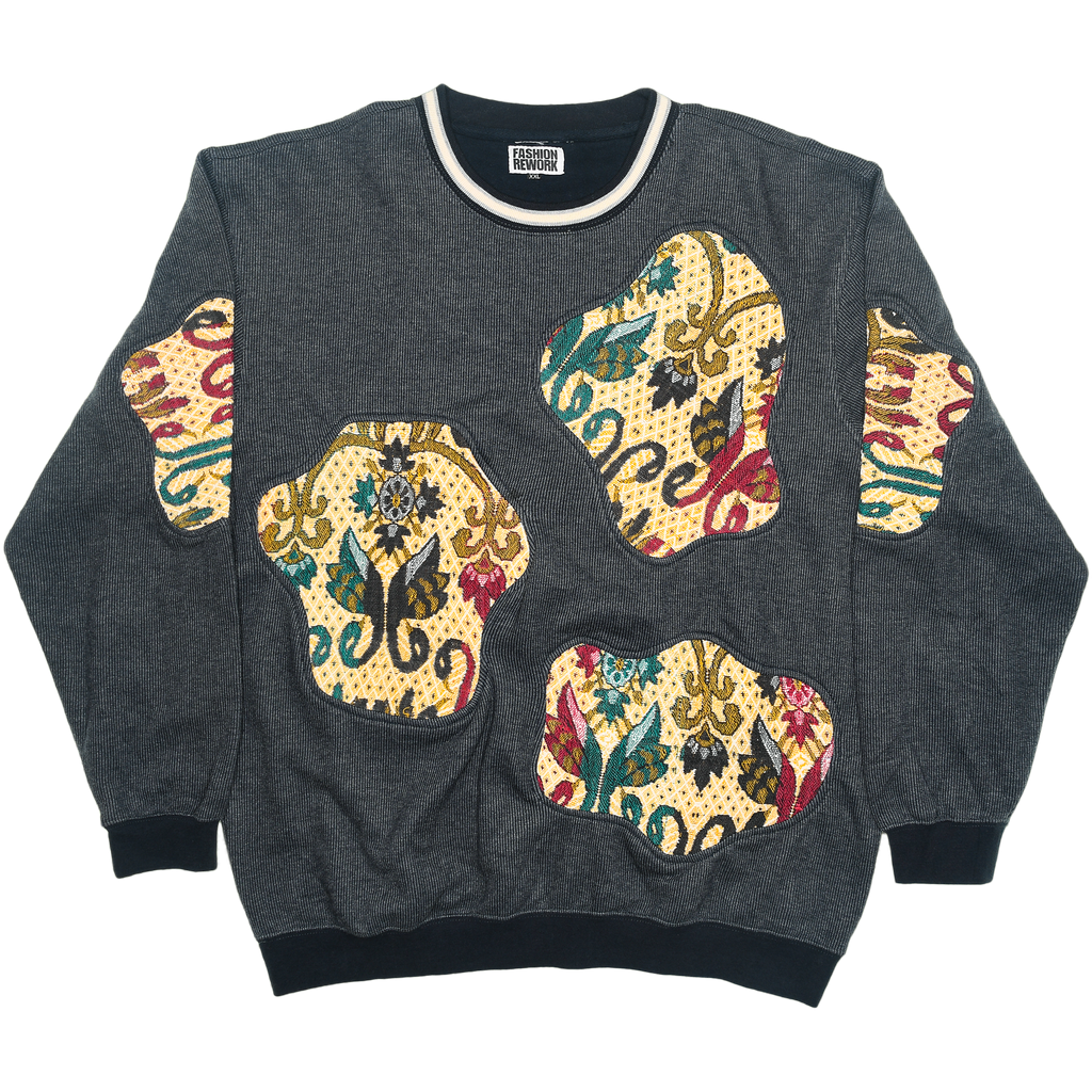 Ornate Paisley Appliqué Amoeba Tapestry Pullover