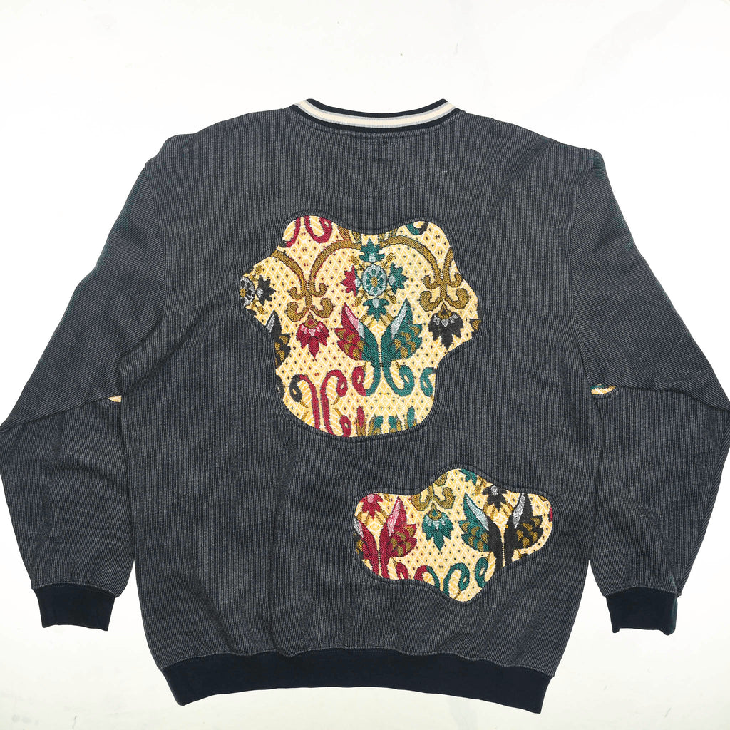 Ornate Paisley Appliqué Amoeba Tapestry Pullover