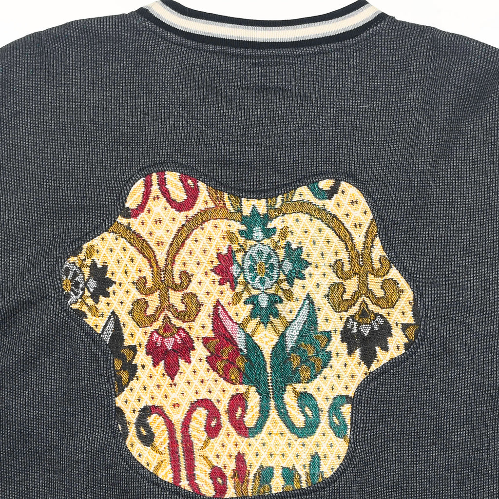 Ornate Paisley Appliqué Amoeba Tapestry Pullover