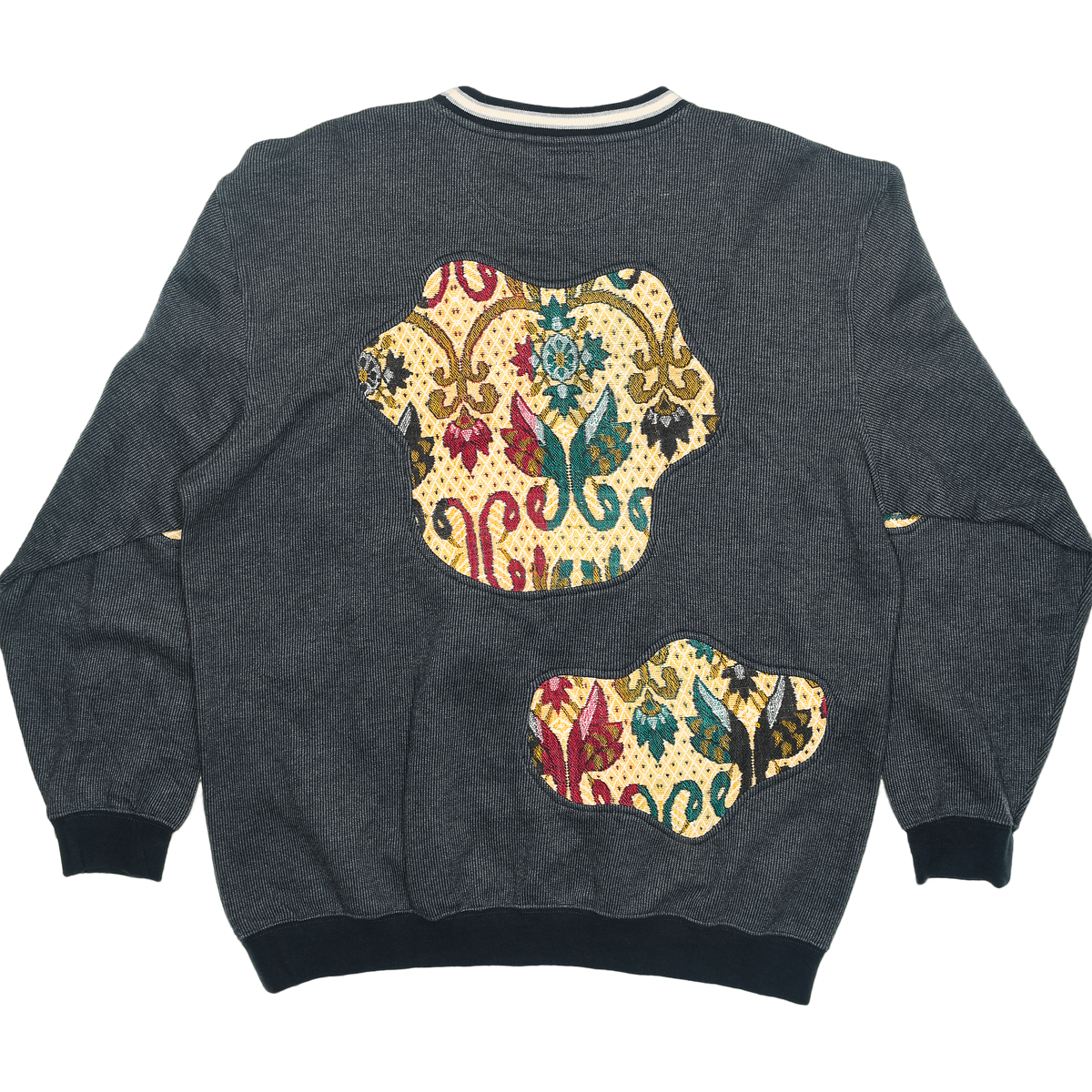 Ornate Paisley Appliqué Amoeba Tapestry Pullover