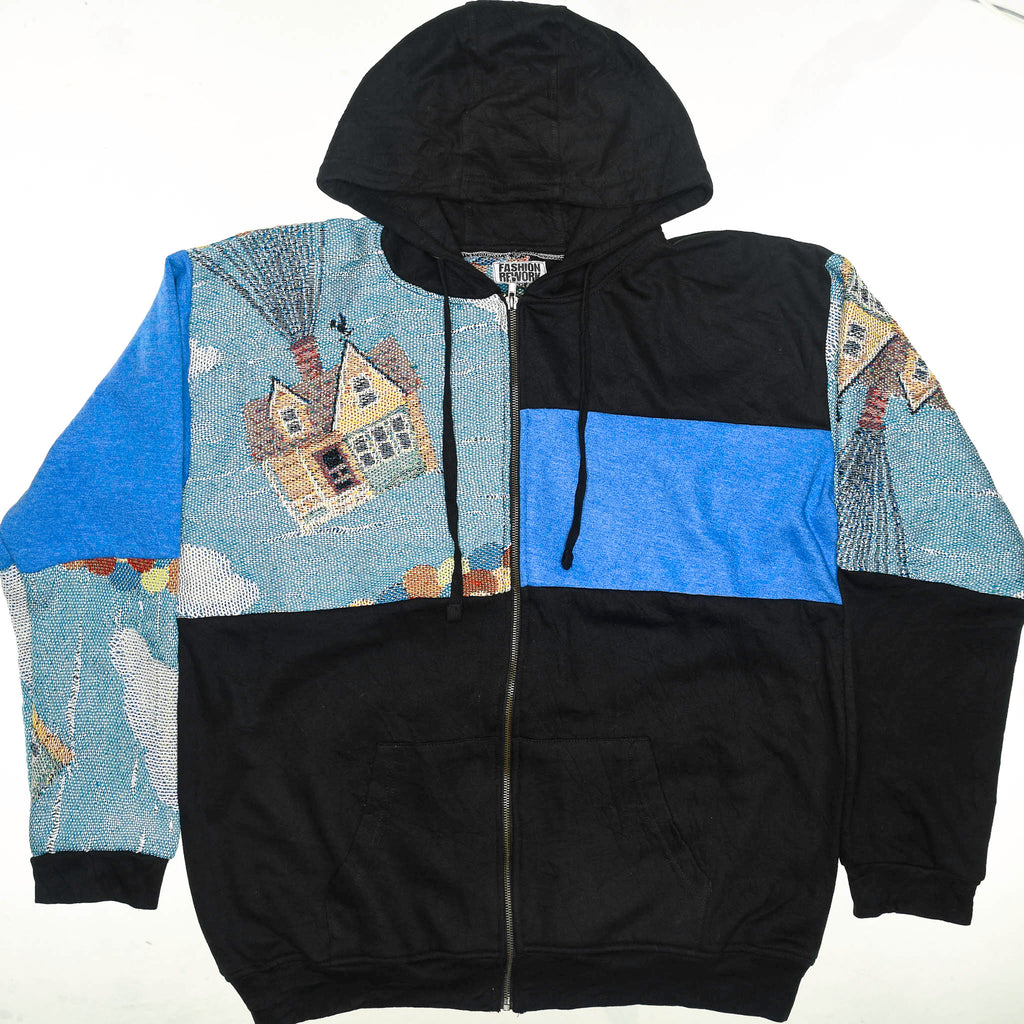 Disney "Up" Patchwork Tapestry Zip Up Hoodie