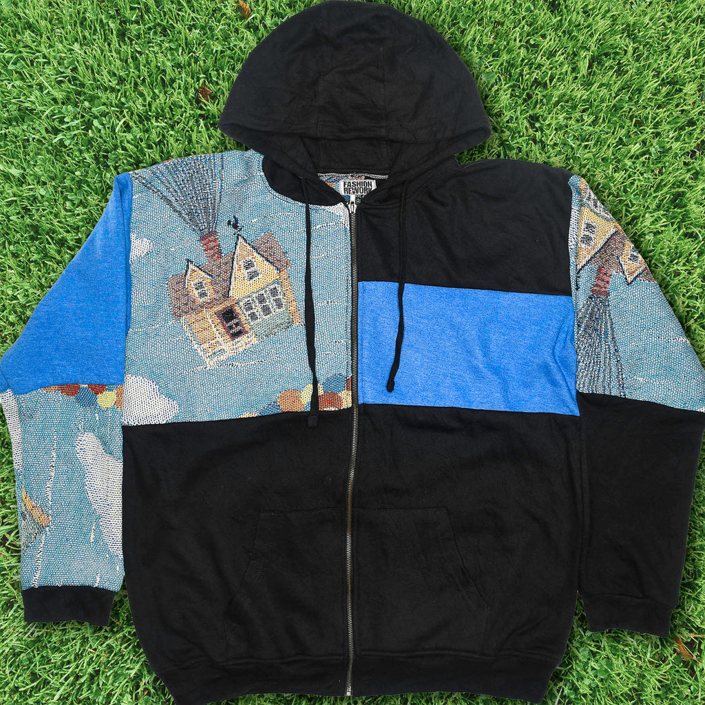 Disney "Up" Patchwork Tapestry Zip Up Hoodie