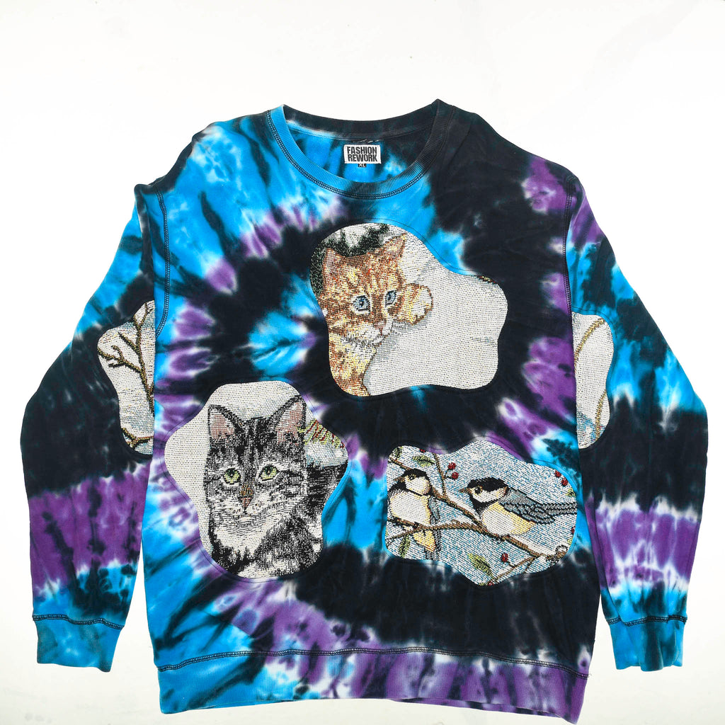 Galaxy Tie Dye Cat Amoeba Tapestry Pullover
