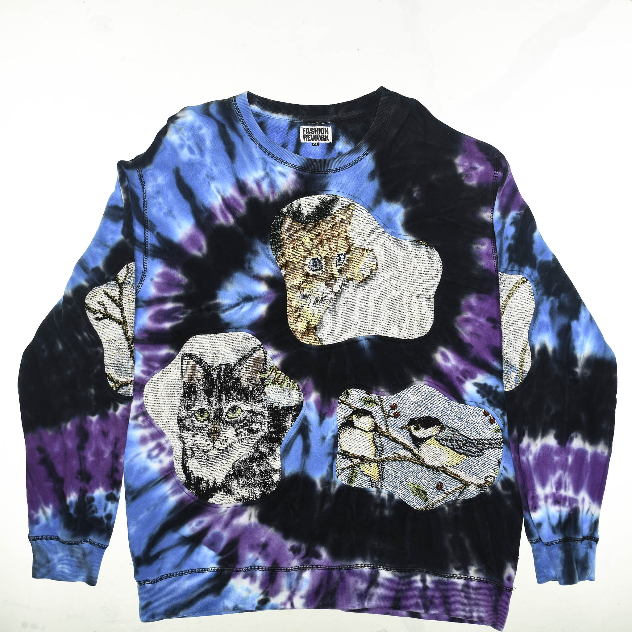 Galaxy Tie Dye Cat Amoeba Tapestry Pullover