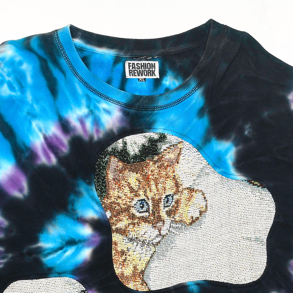Galaxy Tie Dye Cat Amoeba Tapestry Pullover