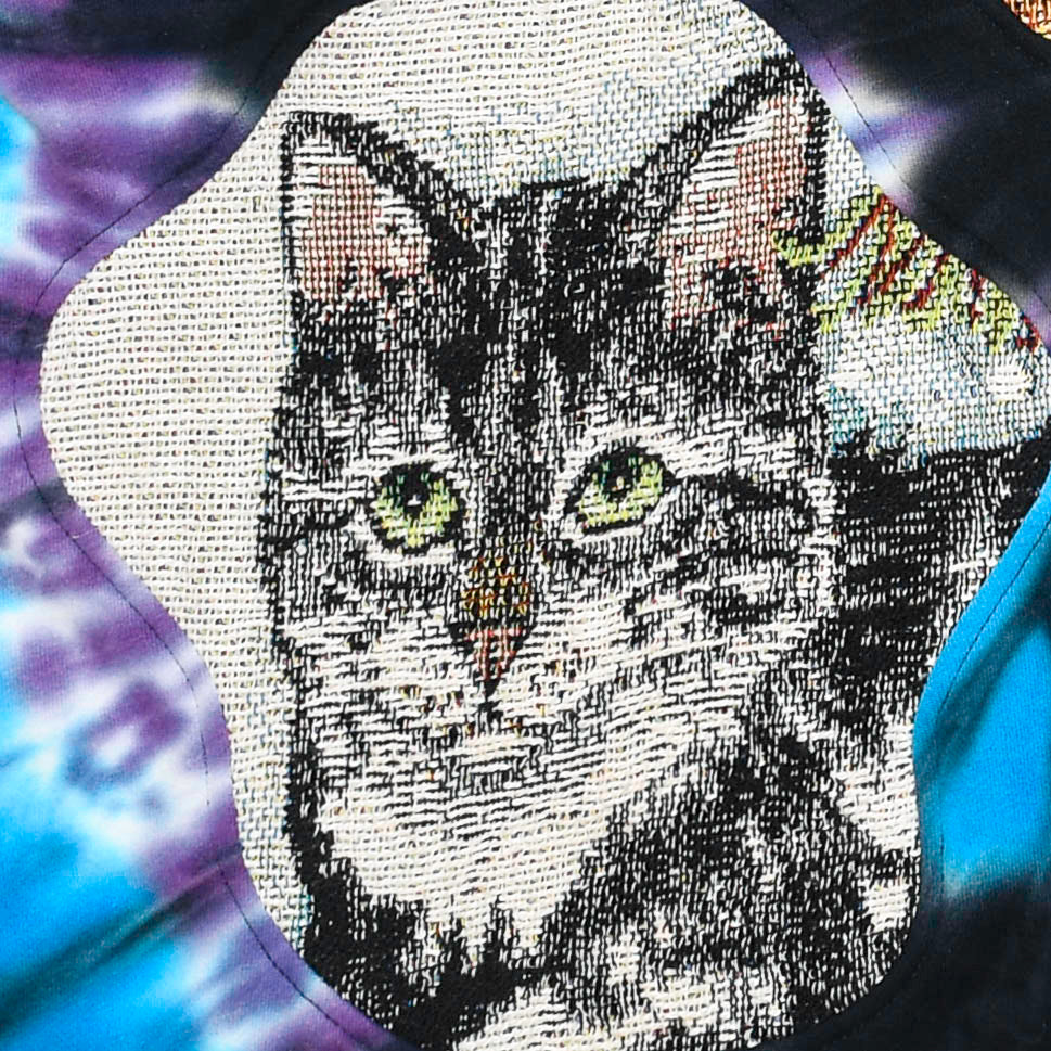 Galaxy Tie Dye Cat Amoeba Tapestry Pullover