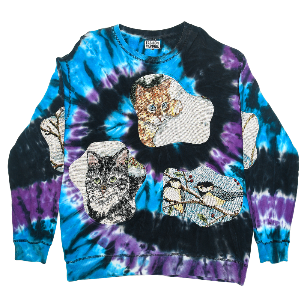 Galaxy Tie Dye Cat Amoeba Tapestry Pullover