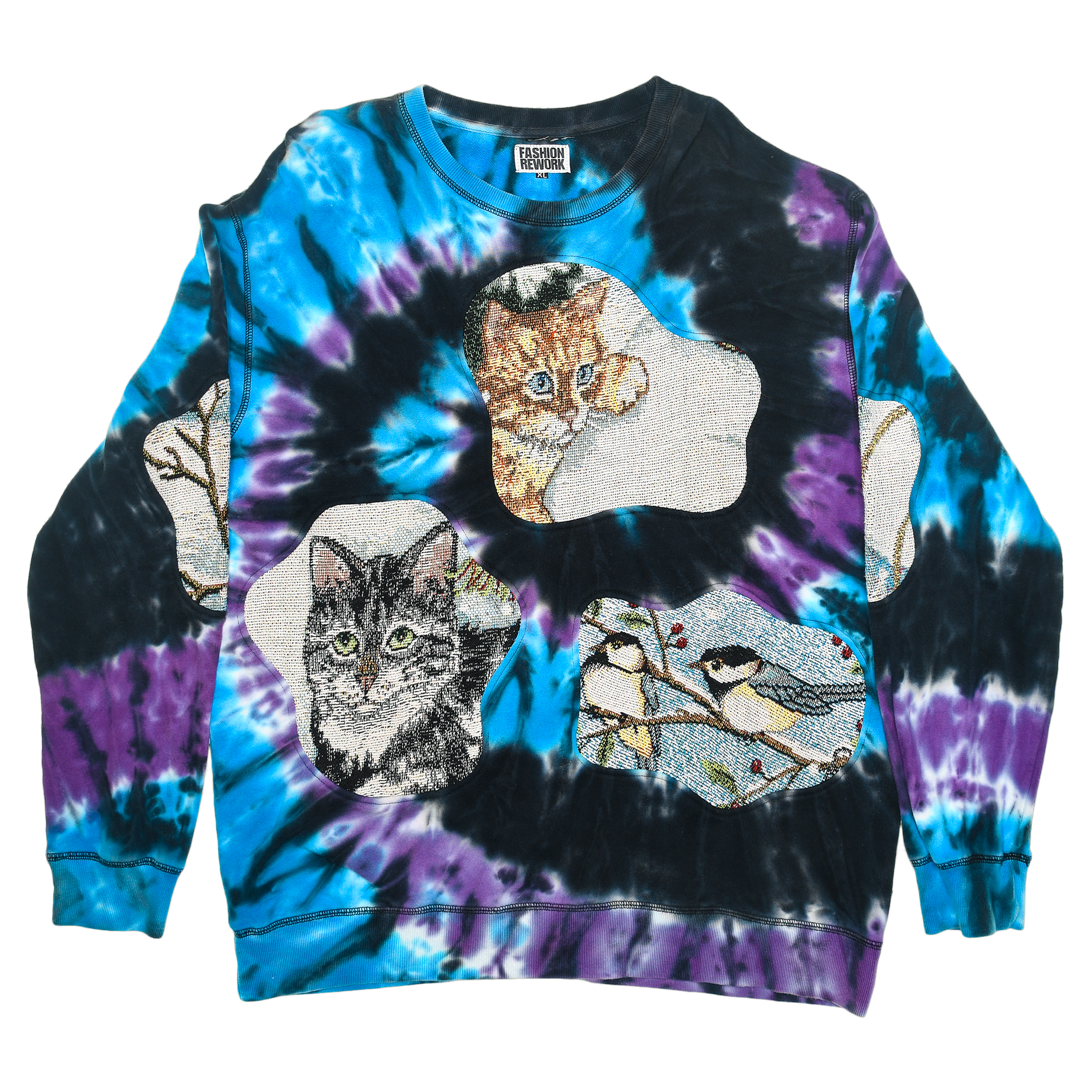 Galaxy Tie Dye Cat Amoeba Tapestry Pullover