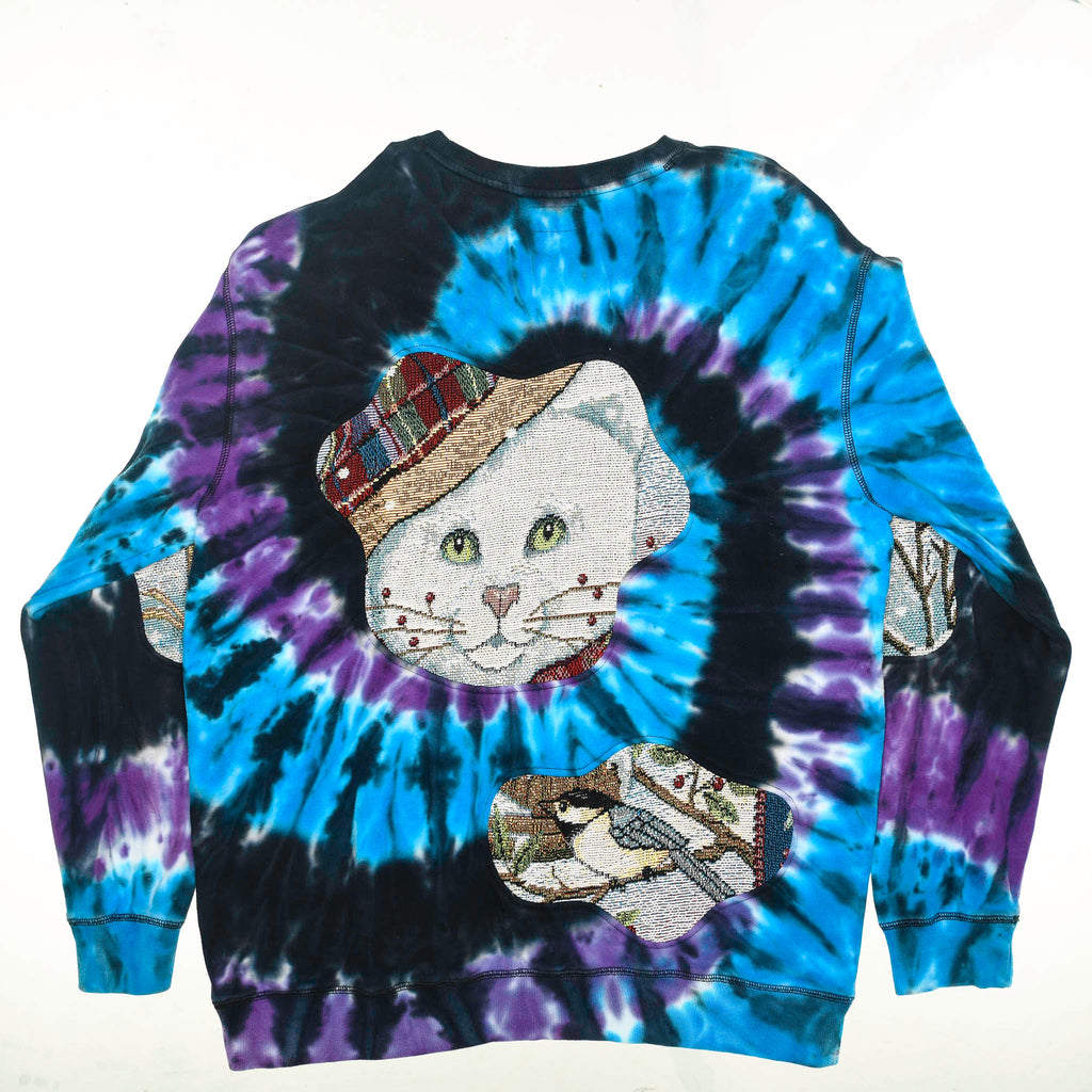 Galaxy Tie Dye Cat Amoeba Tapestry Pullover