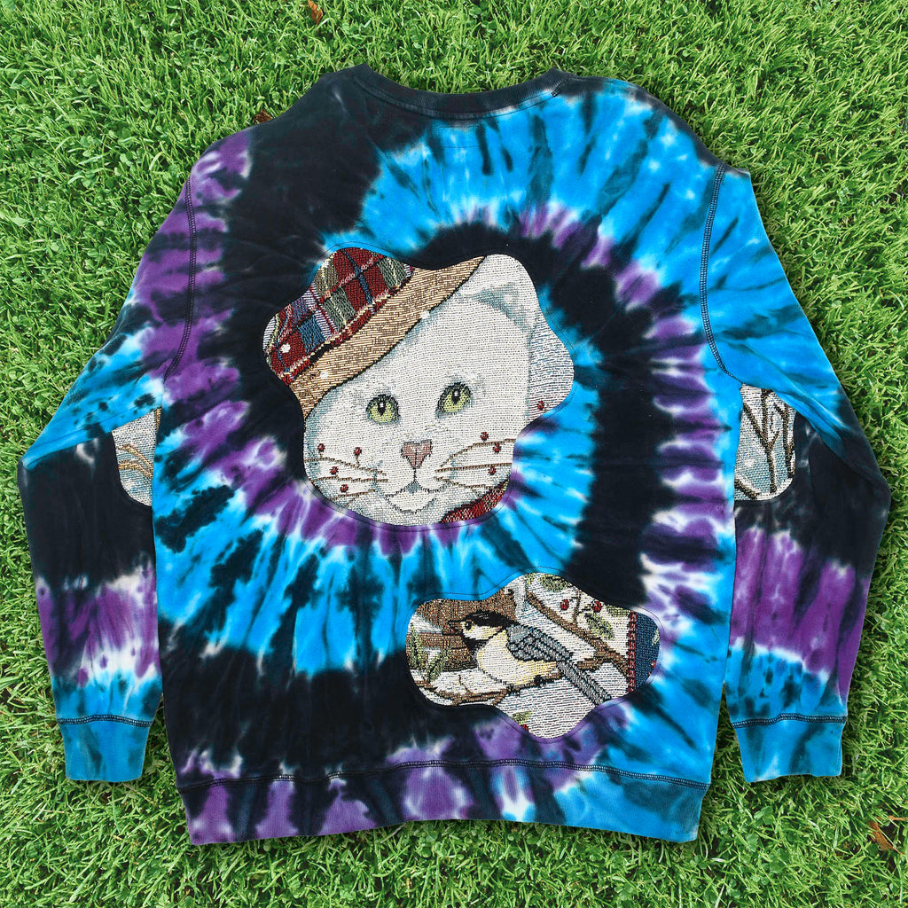 Galaxy Tie Dye Cat Amoeba Tapestry Pullover