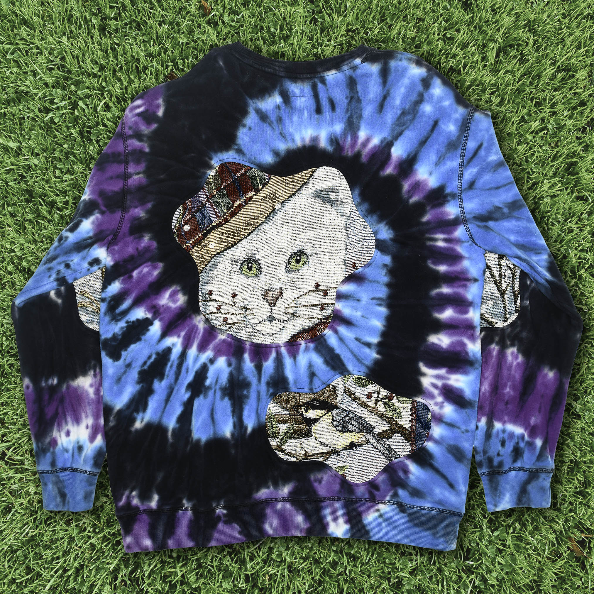 Galaxy Tie Dye Cat Amoeba Tapestry Pullover