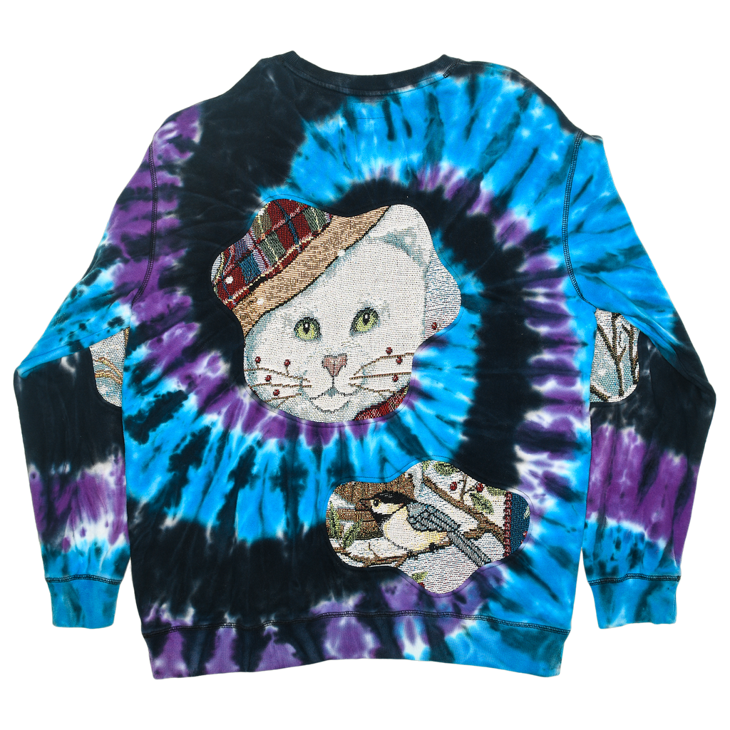 Galaxy Tie Dye Cat Amoeba Tapestry Pullover