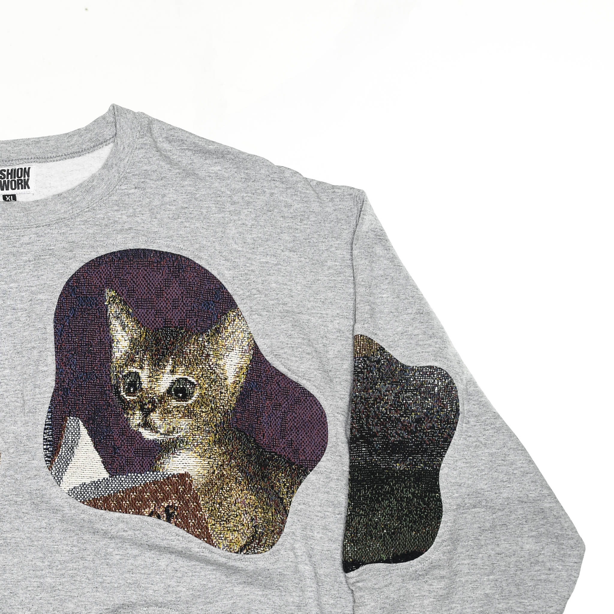Gray Funny Cat Amoeba Tapestry Pullover