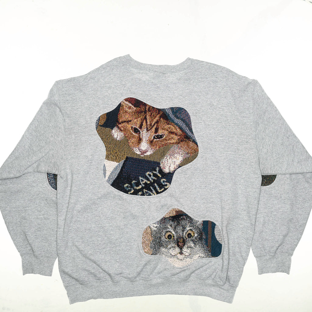 Gray Funny Cat Amoeba Tapestry Pullover