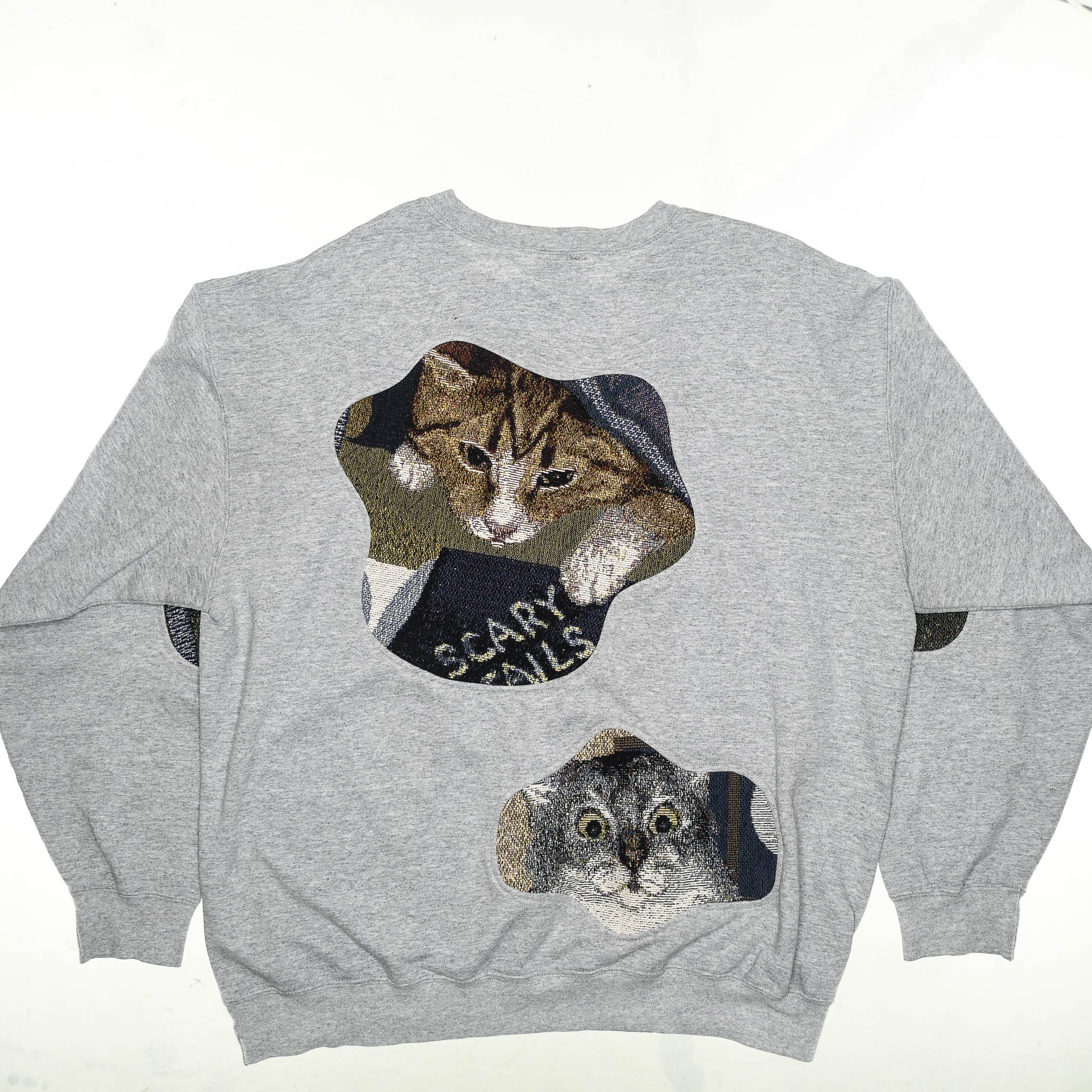 Gray Funny Cat Amoeba Tapestry Pullover