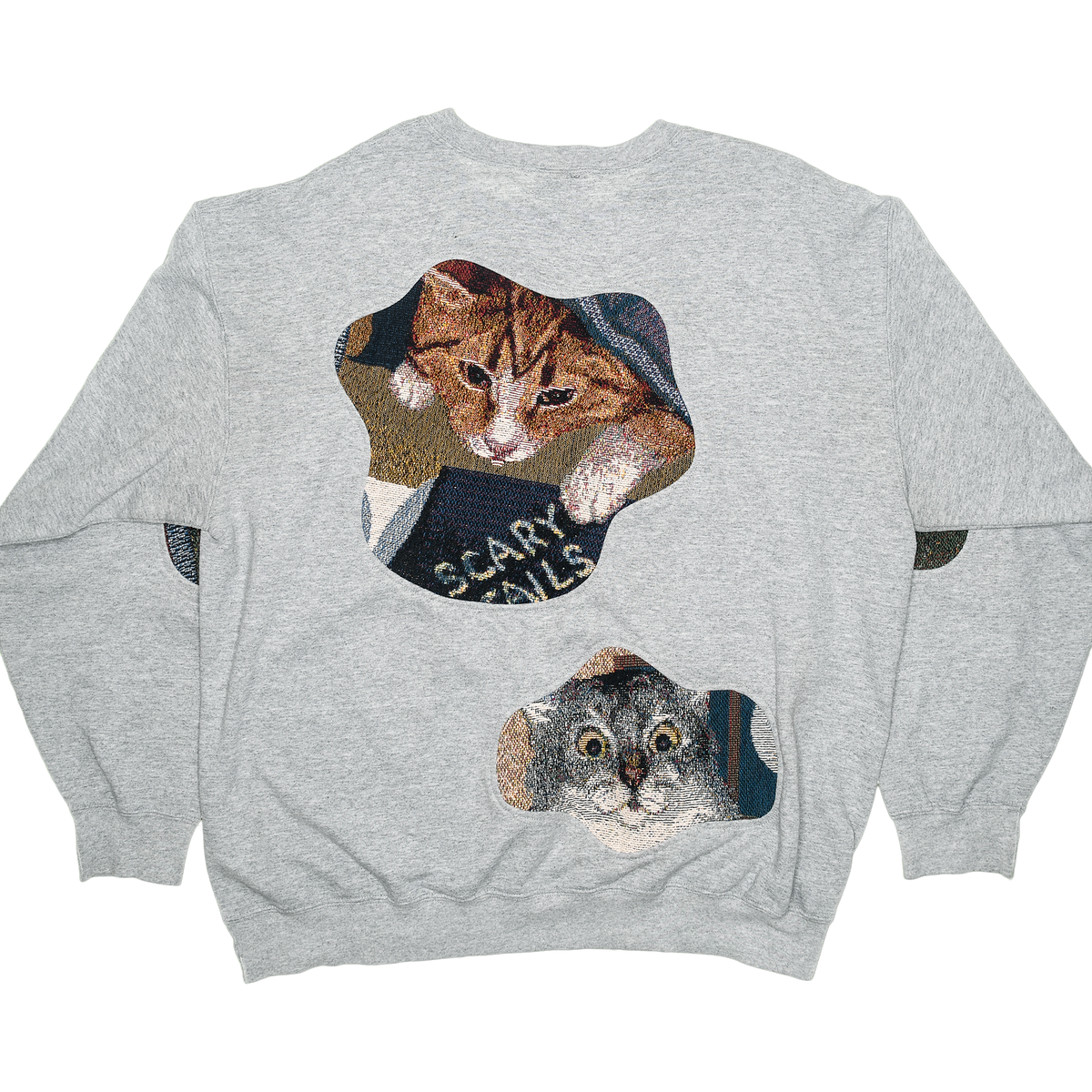 Gray Funny Cat Amoeba Tapestry Pullover