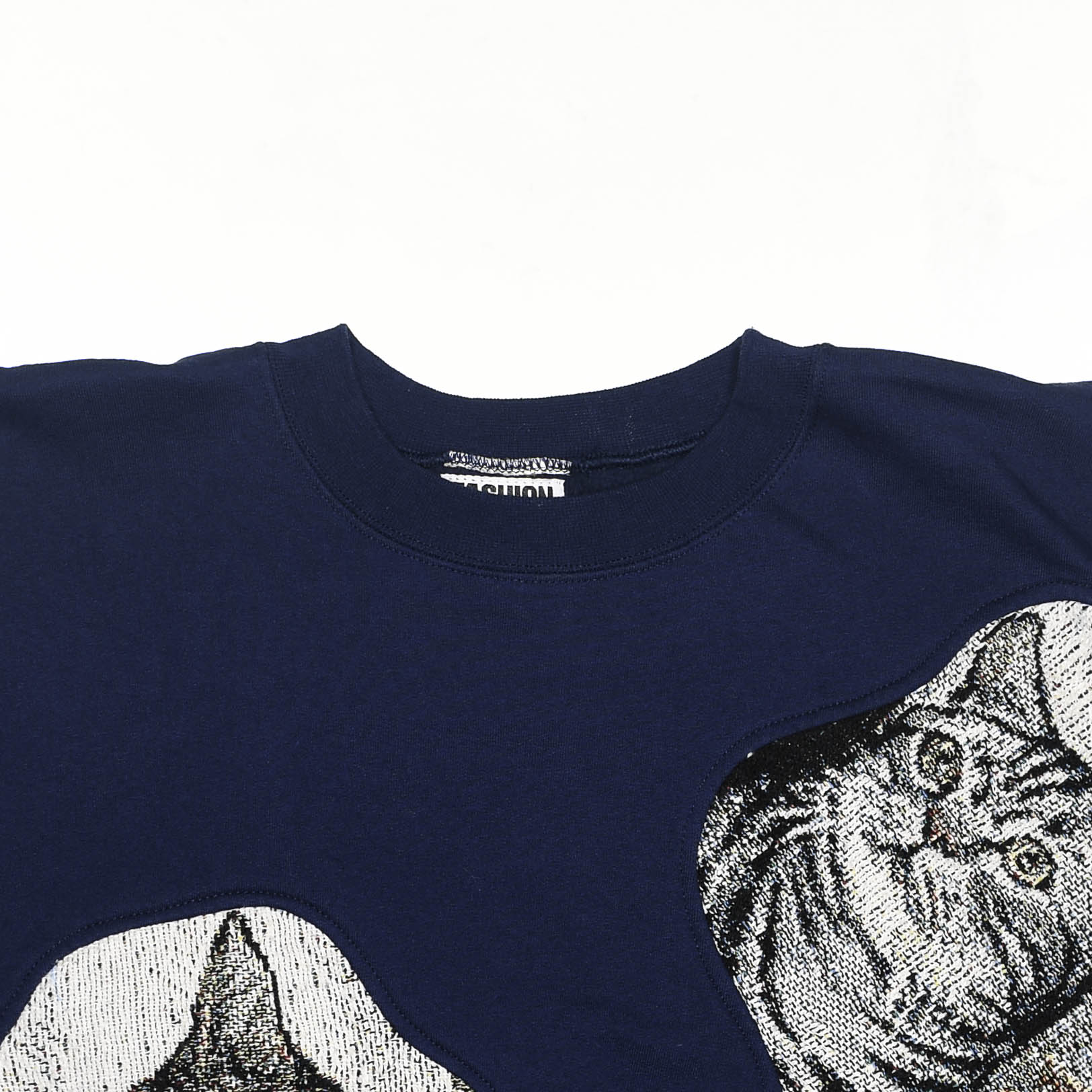 Navy Blue Cat Amoeba Tapestry Pullover