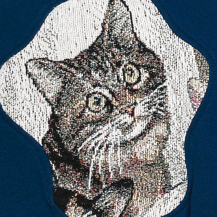 Navy Blue Cat Amoeba Tapestry Pullover