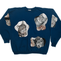 Navy Blue Cat Amoeba Tapestry Pullover
