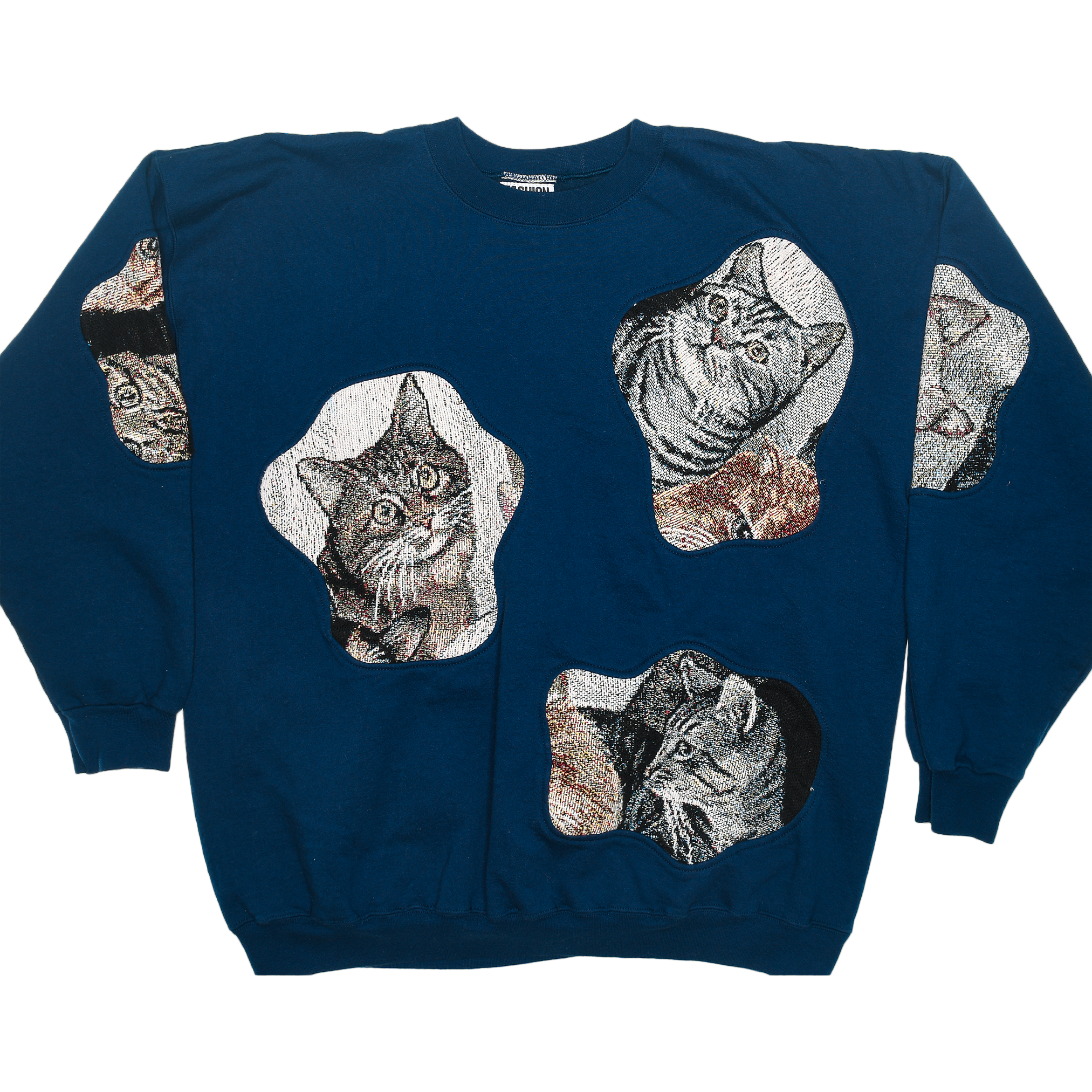 Navy Blue Cat Amoeba Tapestry Pullover
