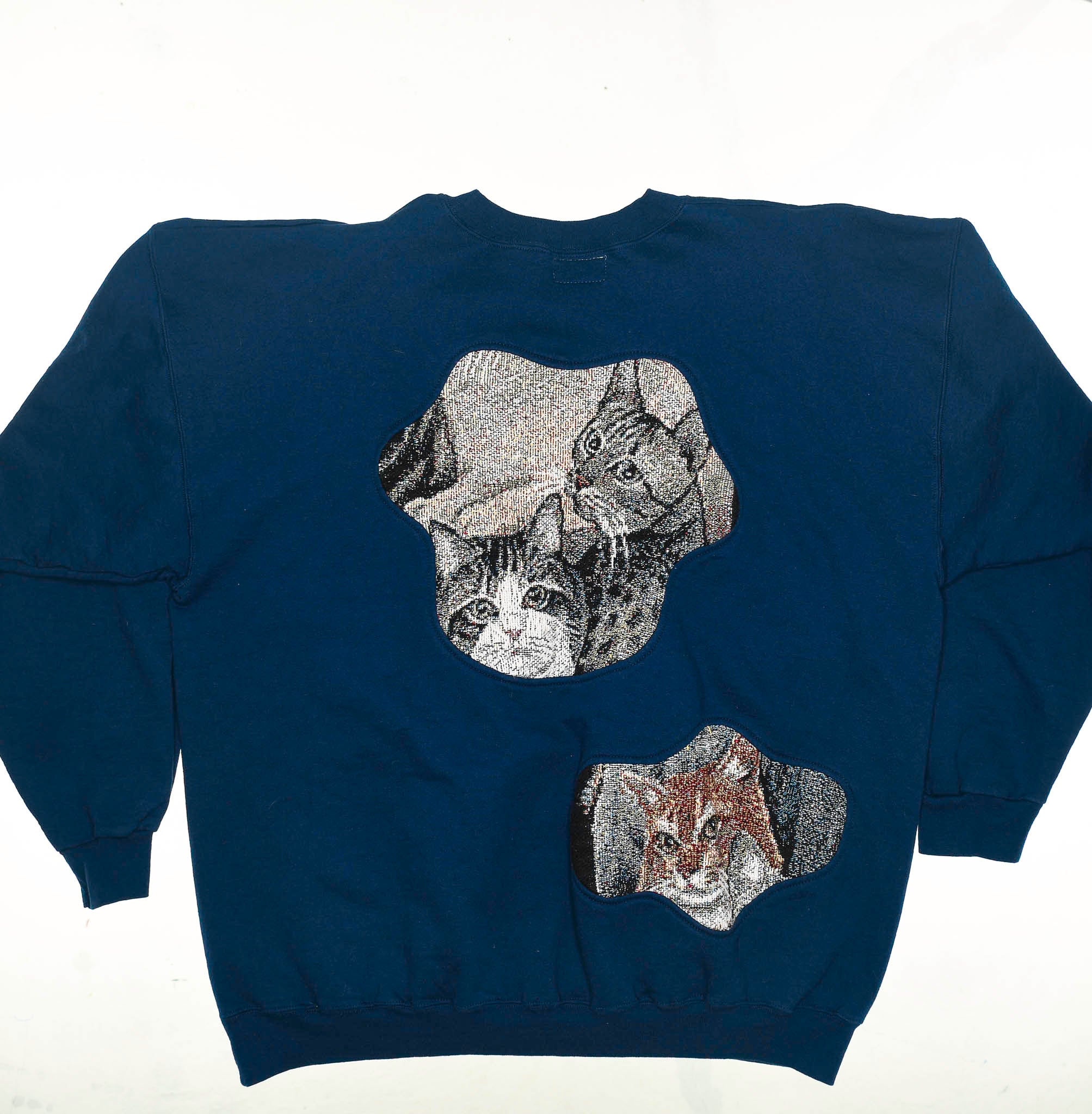 Navy Blue Cat Amoeba Tapestry Pullover
