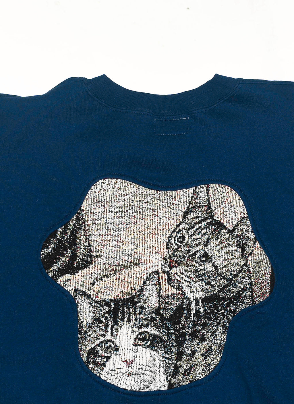 Navy Blue Cat Amoeba Tapestry Pullover
