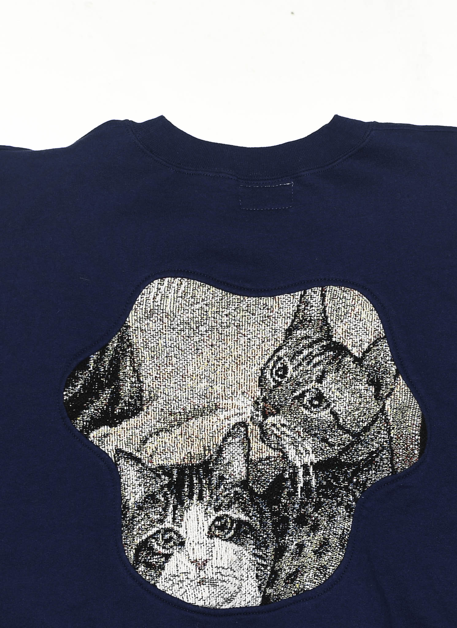 Navy Blue Cat Amoeba Tapestry Pullover