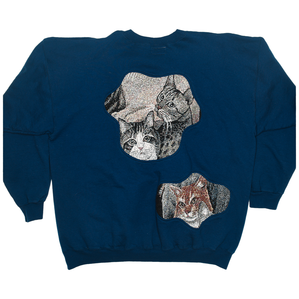 Navy Blue Cat Amoeba Tapestry Pullover