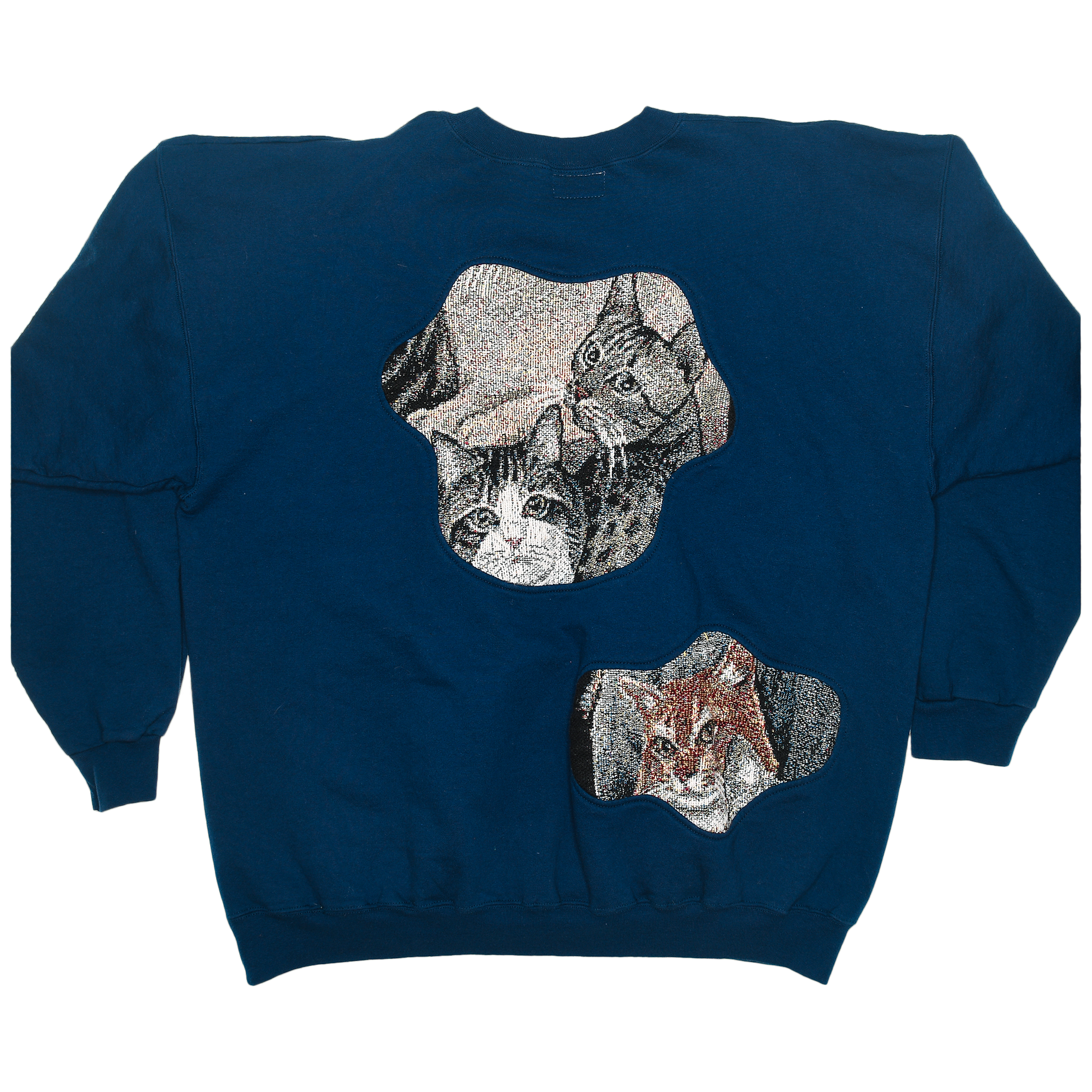Navy Blue Cat Amoeba Tapestry Pullover