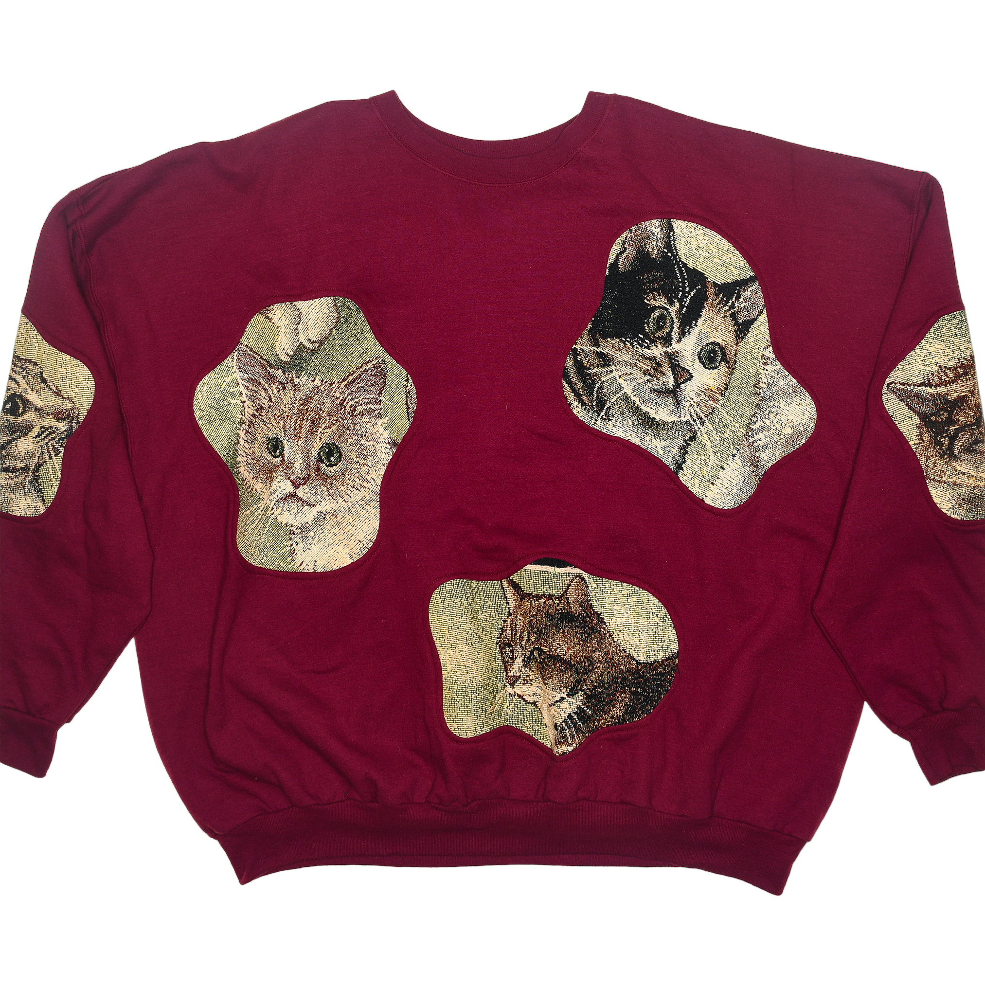 Burgundy Cats Amoeba Tapestry Pullover
