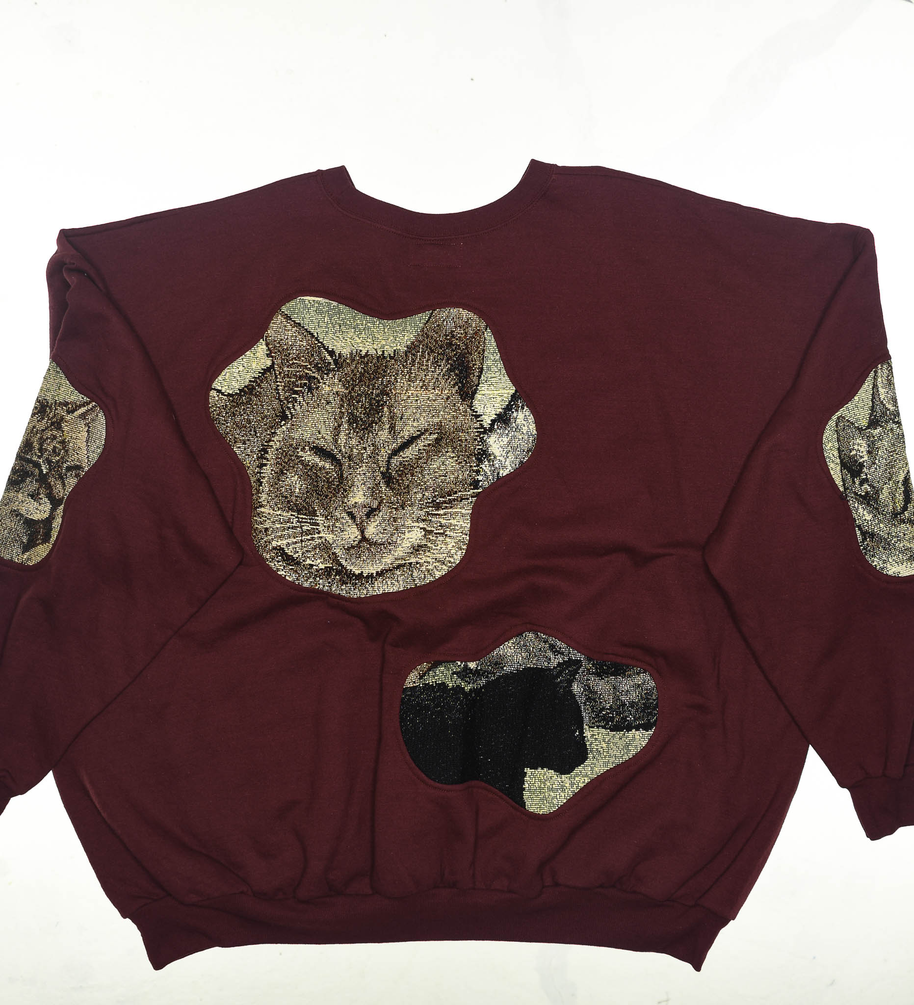 Burgundy Cats Amoeba Tapestry Pullover