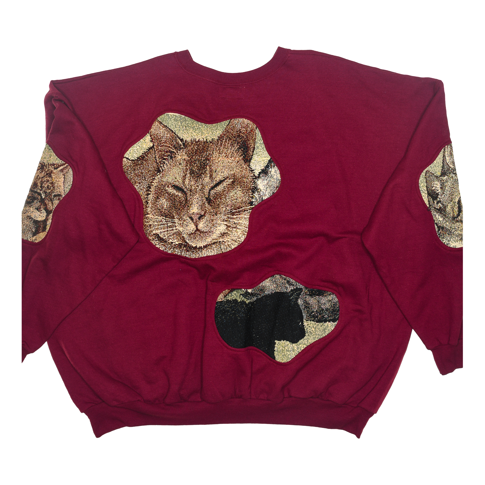 Burgundy Cats Amoeba Tapestry Pullover