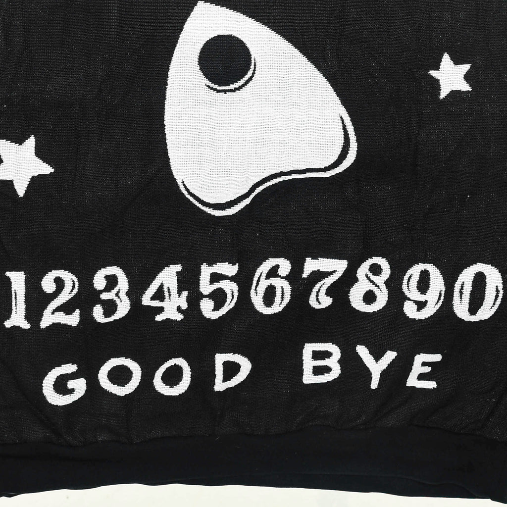 Spirit Channel Tapestry Panel Pullover — Upcycled Ouija Board Artwear Sweatshirt