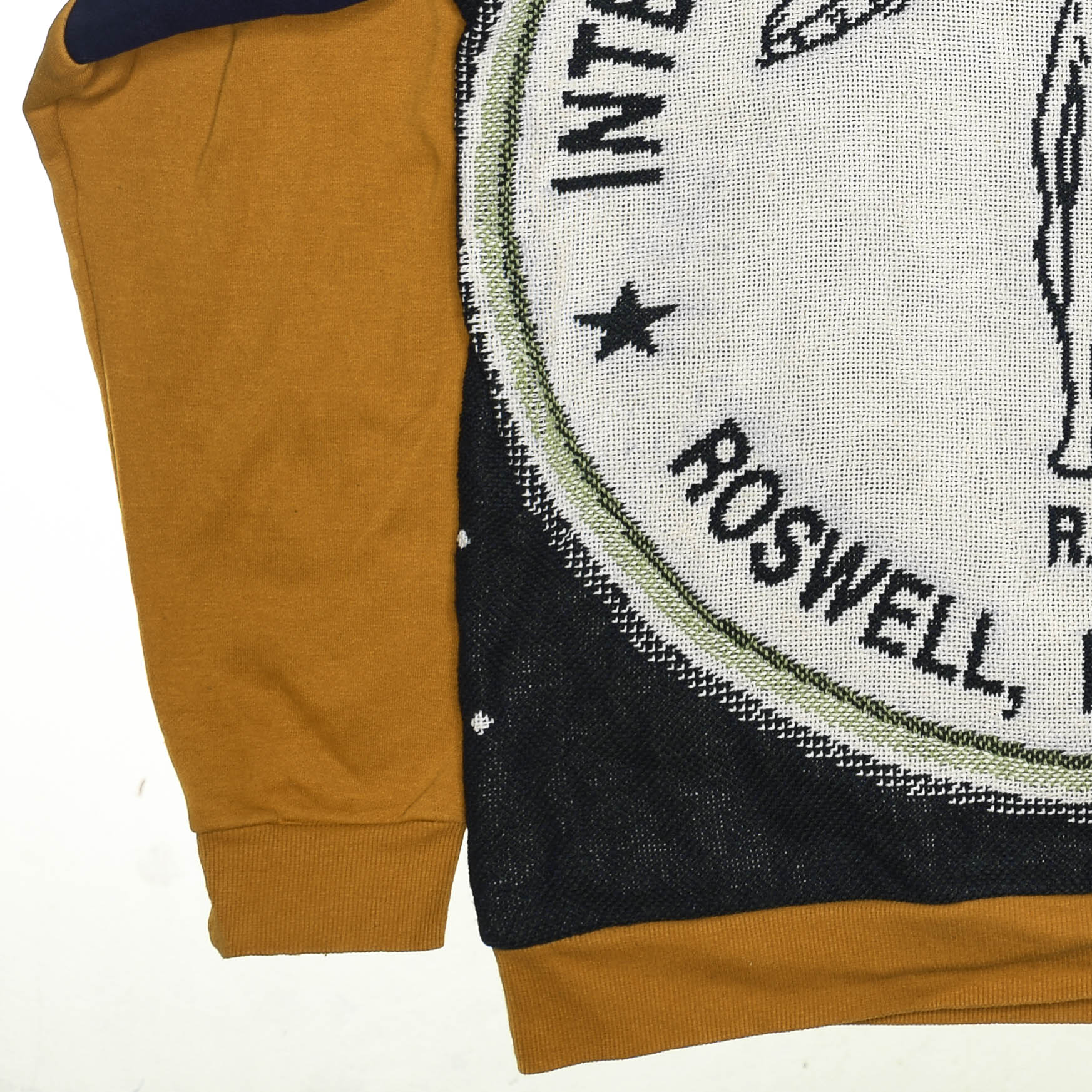 Roswell Landing Tapestry Panel Pullover — Rare UFO Museum Upcycled Alien Artwear Sweatshirt