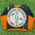 Roswell Landing Tapestry Panel Pullover — Rare UFO Museum Upcycled Alien Artwear Sweatshirt