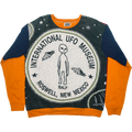 Roswell Landing Tapestry Panel Pullover — Rare UFO Museum Upcycled Alien Artwear Sweatshirt