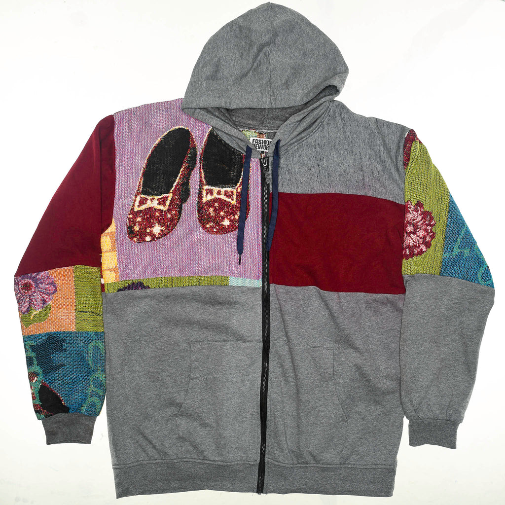 Wizard of Oz Patchwork Tapestry Zip Up Hoodie