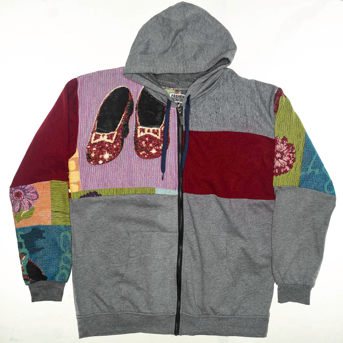 Wizard of Oz Patchwork Tapestry Zip Up Hoodie