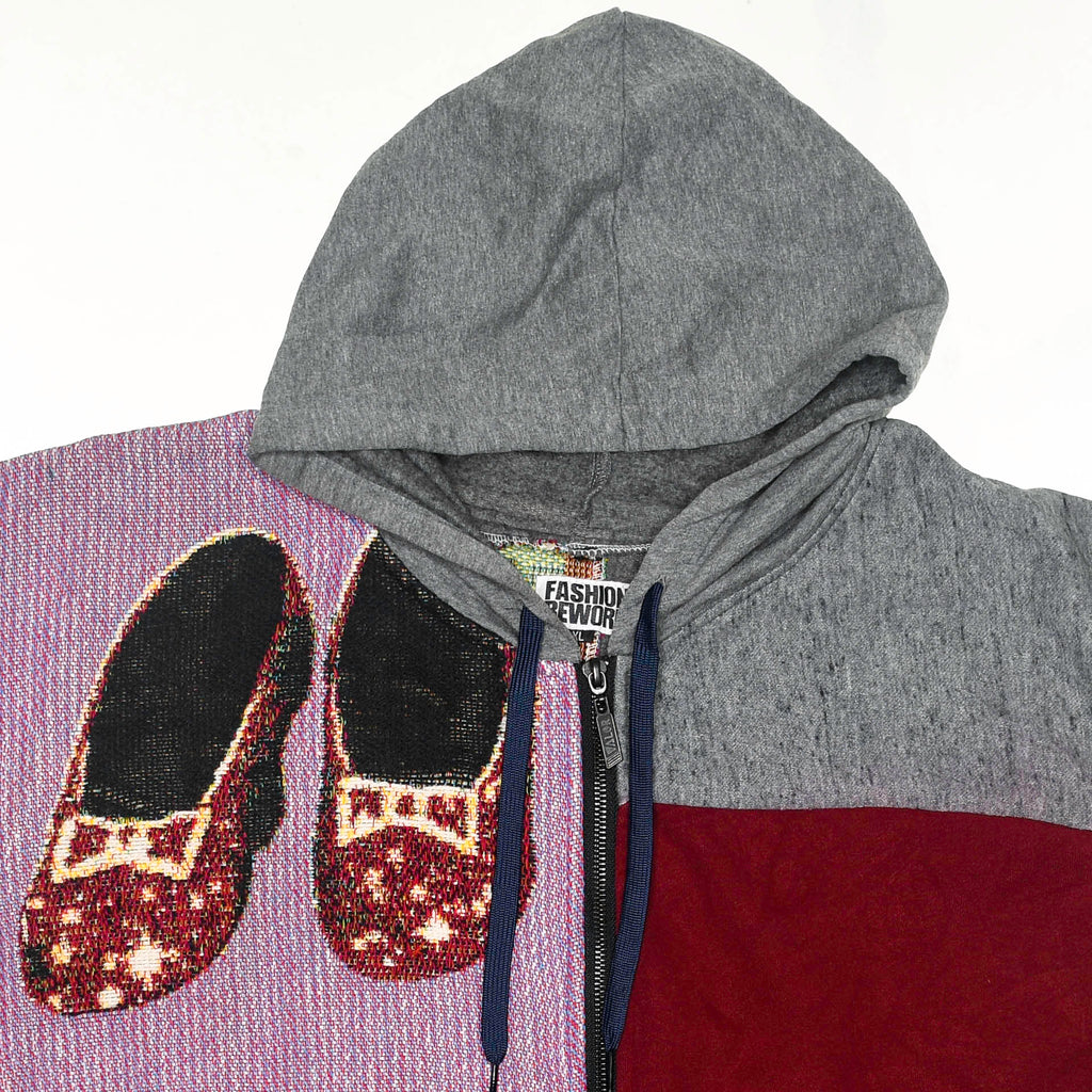 Wizard of Oz Patchwork Tapestry Zip Up Hoodie
