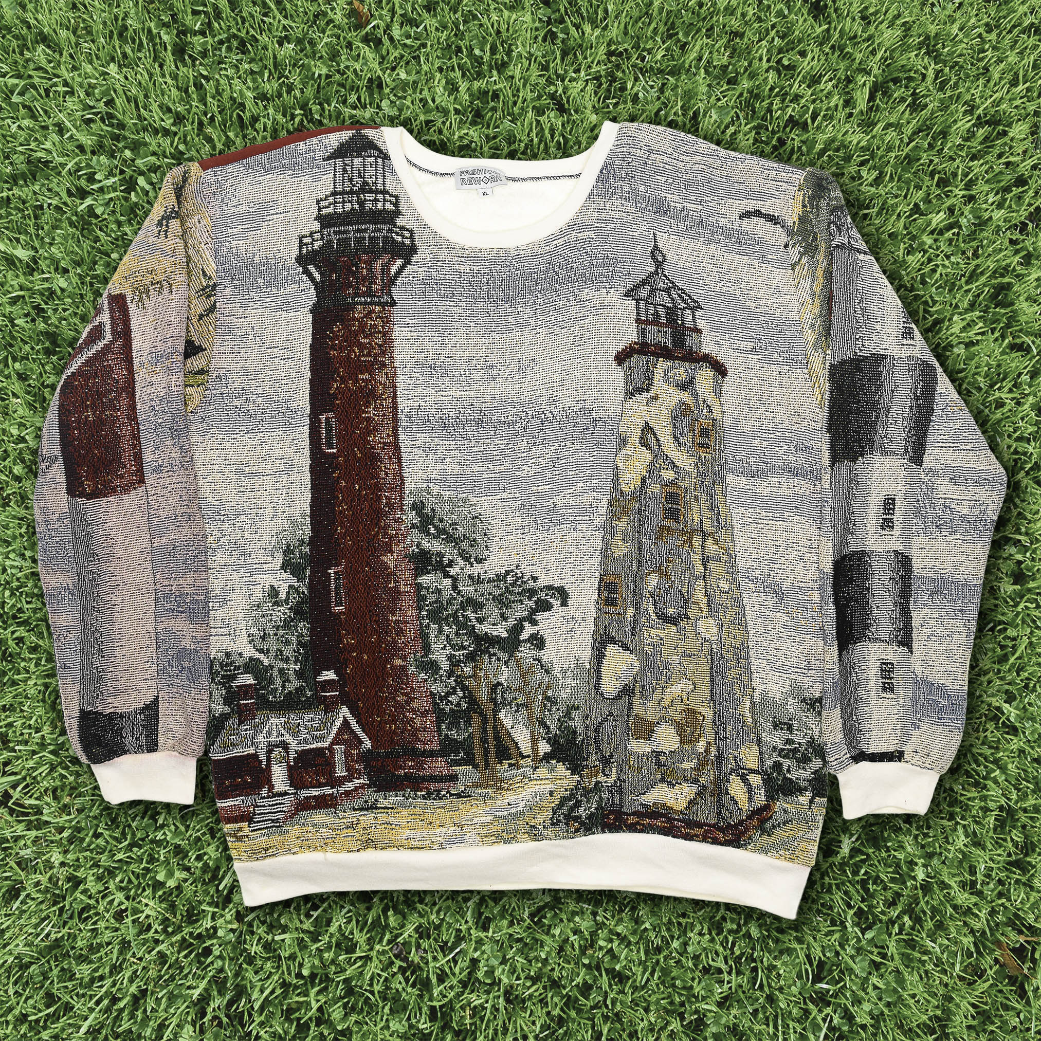 Lighthouse Tapestry Panel Pullover