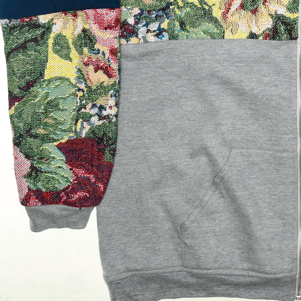Floral Patchwork Tapestry Zip Up Hoodie