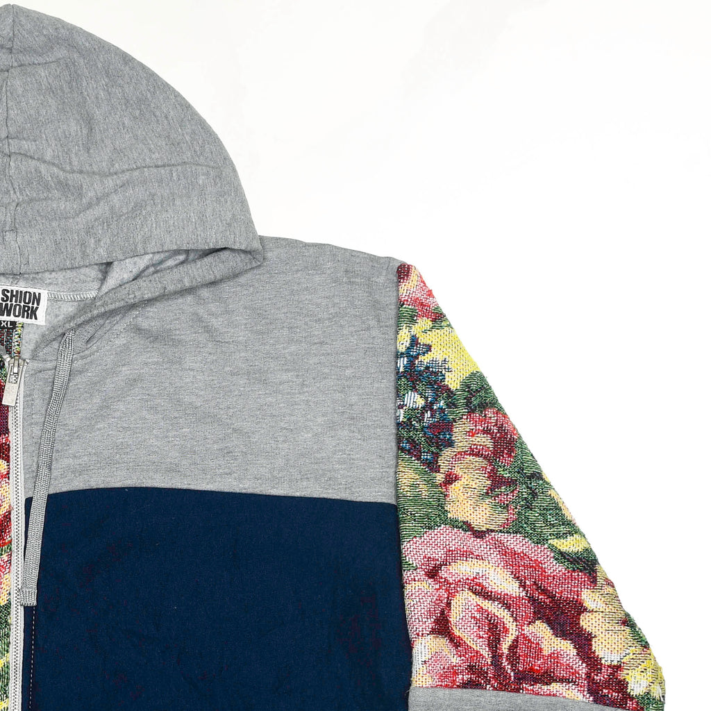 Floral Patchwork Tapestry Zip Up Hoodie