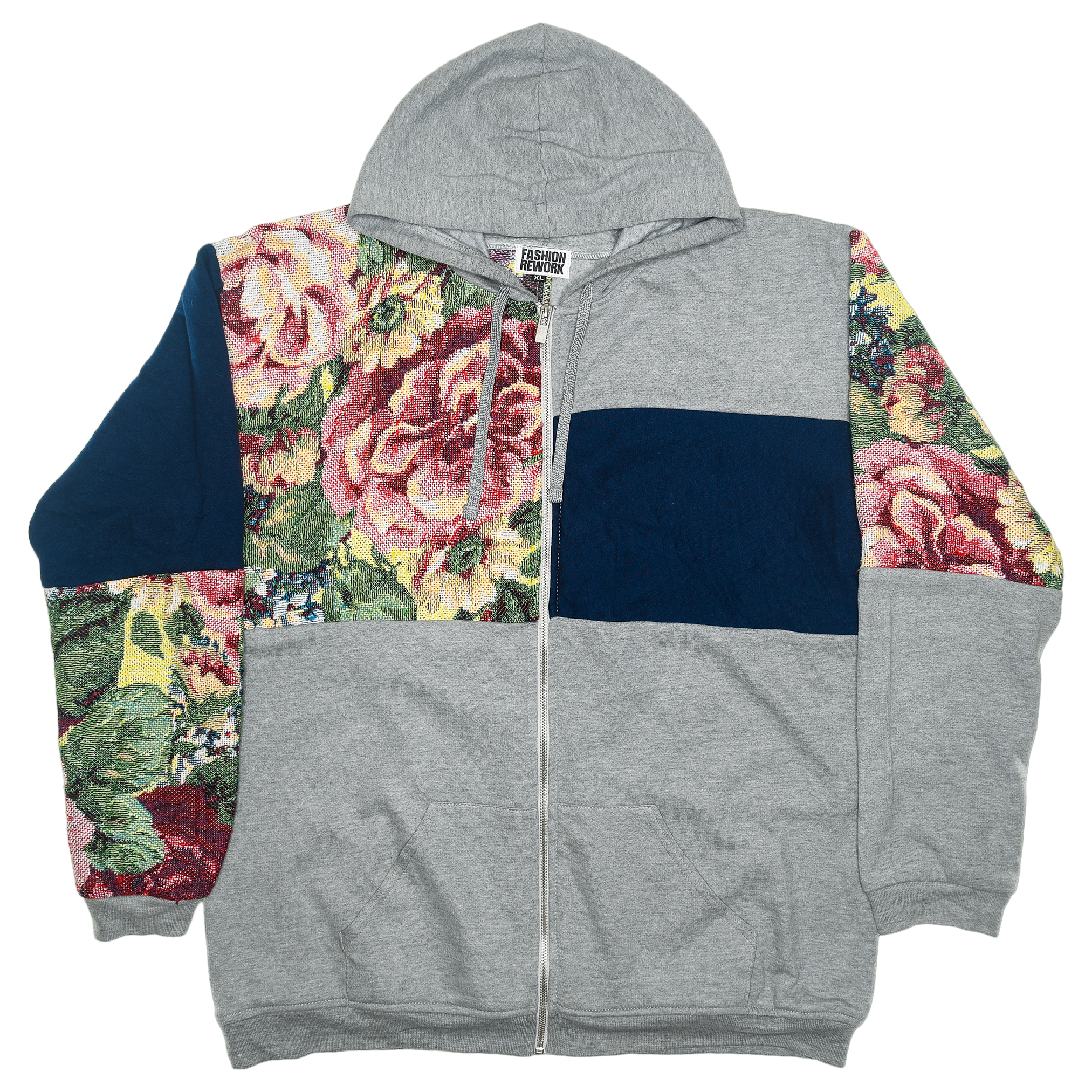 Floral Patchwork Tapestry Zip Up Hoodie