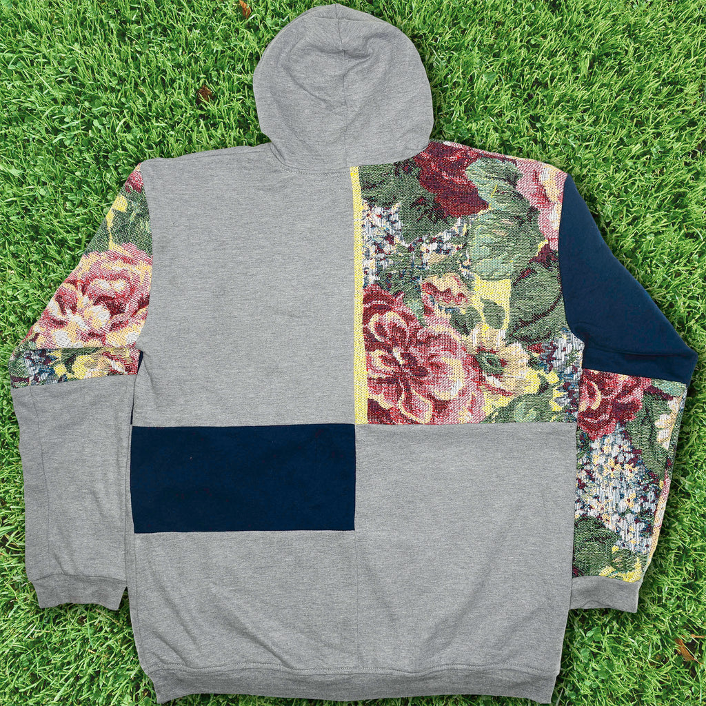 Floral Patchwork Tapestry Zip Up Hoodie