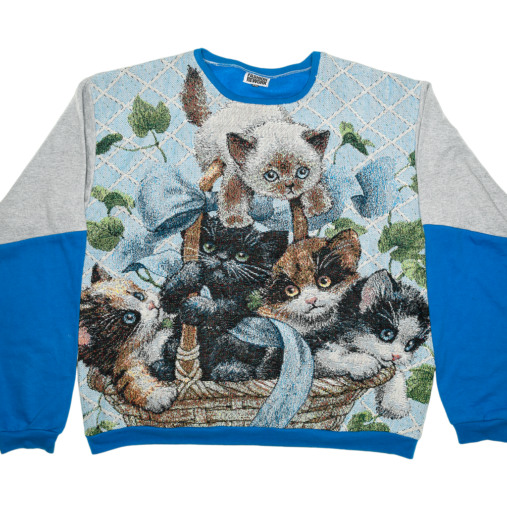 Kittens in a Basket Full Tapestry Panel Pullover