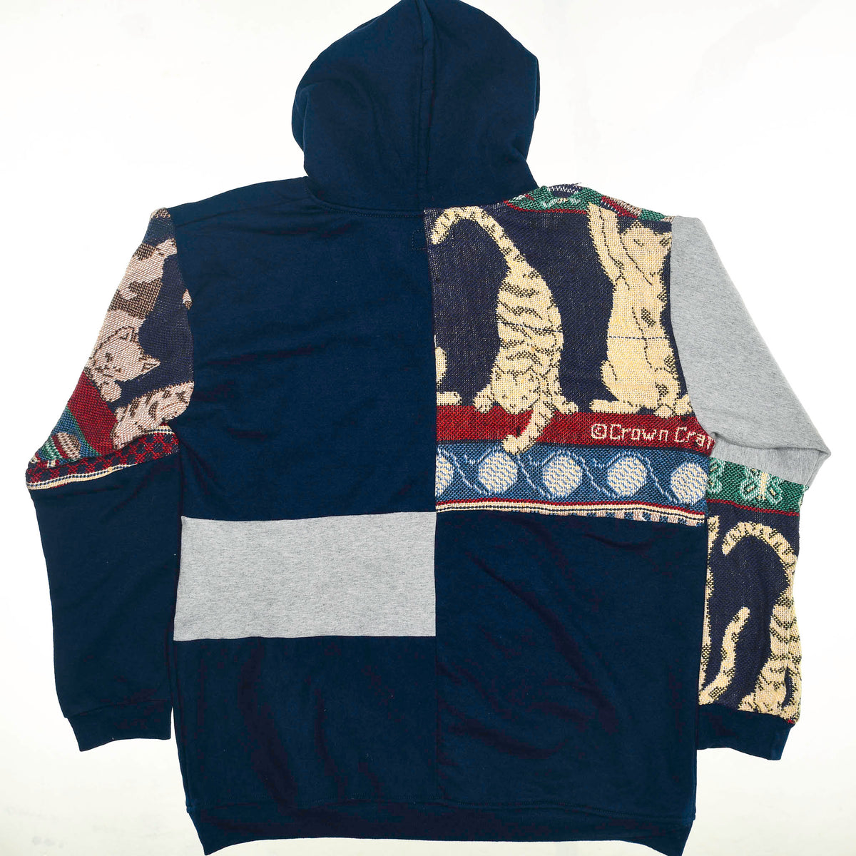 Playful Cats Patchwork Tapestry Zip Up Hoodie