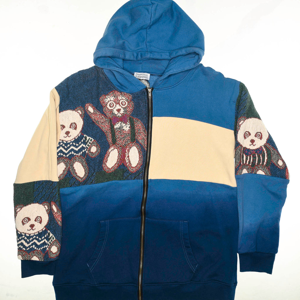 Teddy Bear Patchwork Tapestry Zip Up Hoodie