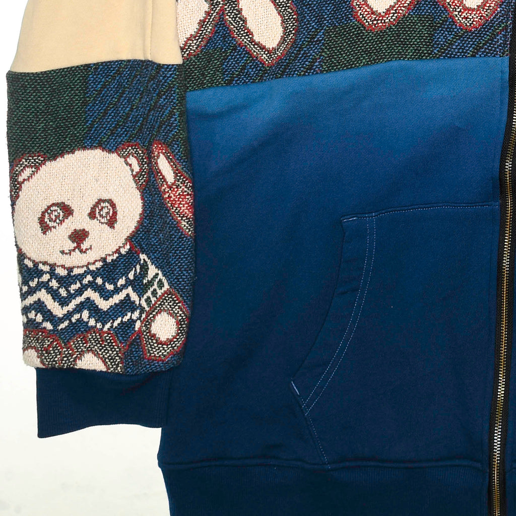 Teddy Bear Patchwork Tapestry Zip Up Hoodie