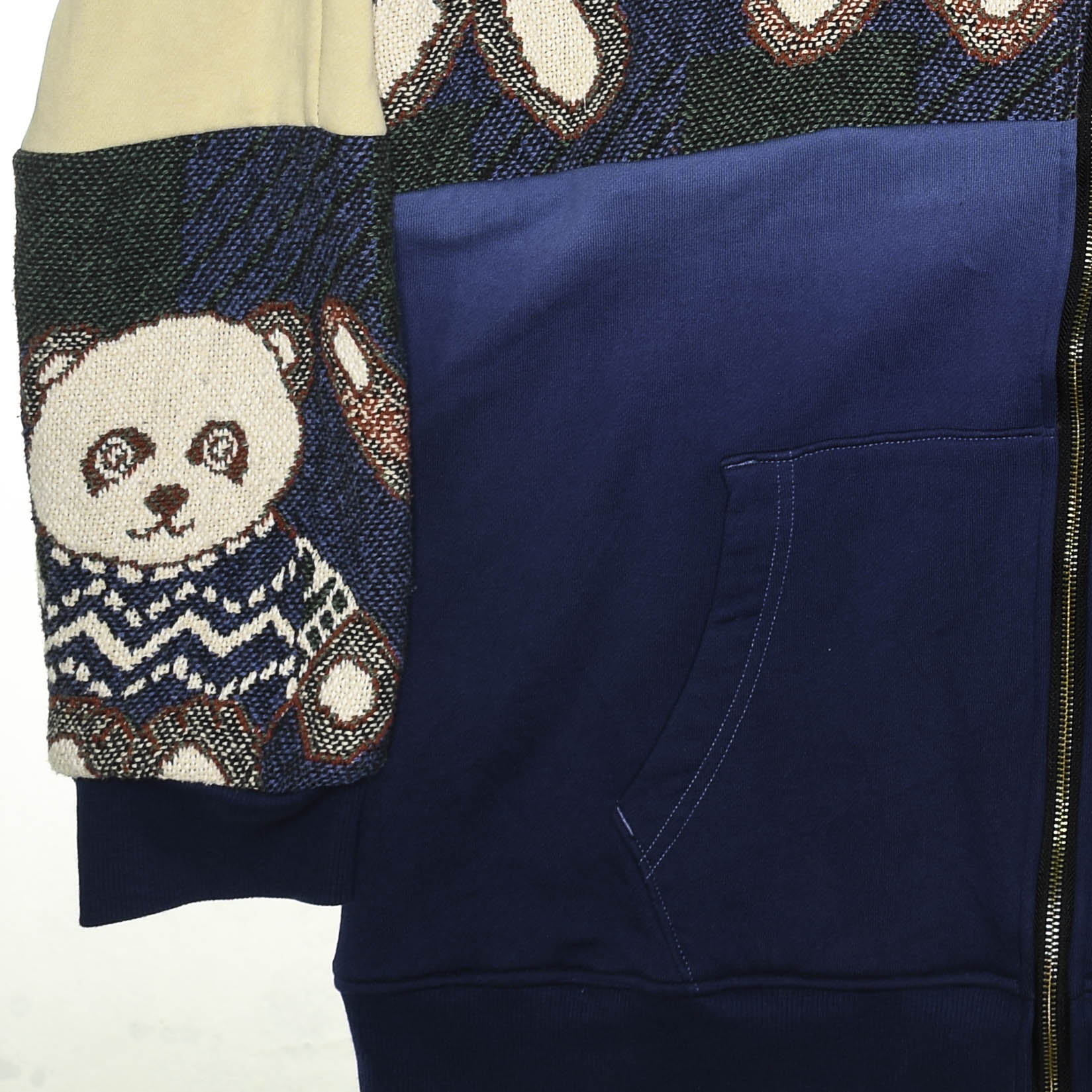 Teddy Bear Patchwork Tapestry Zip Up Hoodie